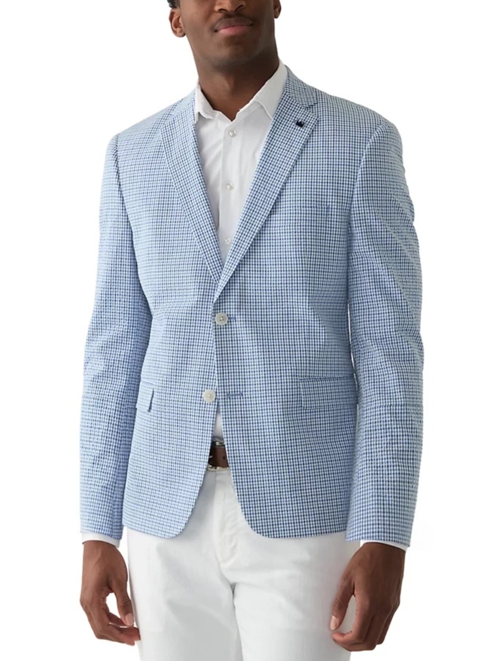 Light Blue and Green Gingham Men's Sports Coat